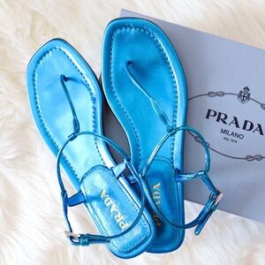 PRADA Metallic Blue Sandals